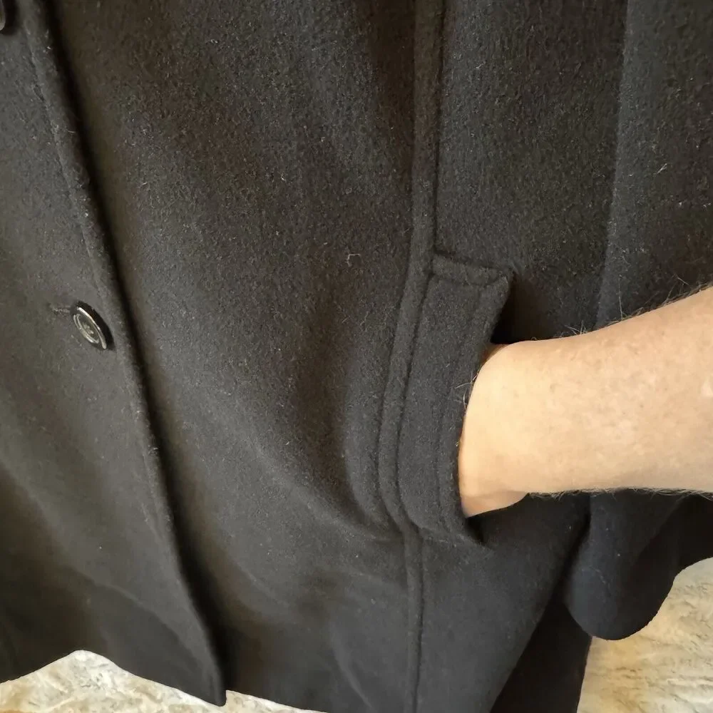 Fleet Street Coat Women’s Size Large Button Front Long‎ Collared Black